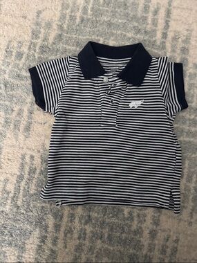 Striped Navy & White Polo with Contrast Collar for Kids